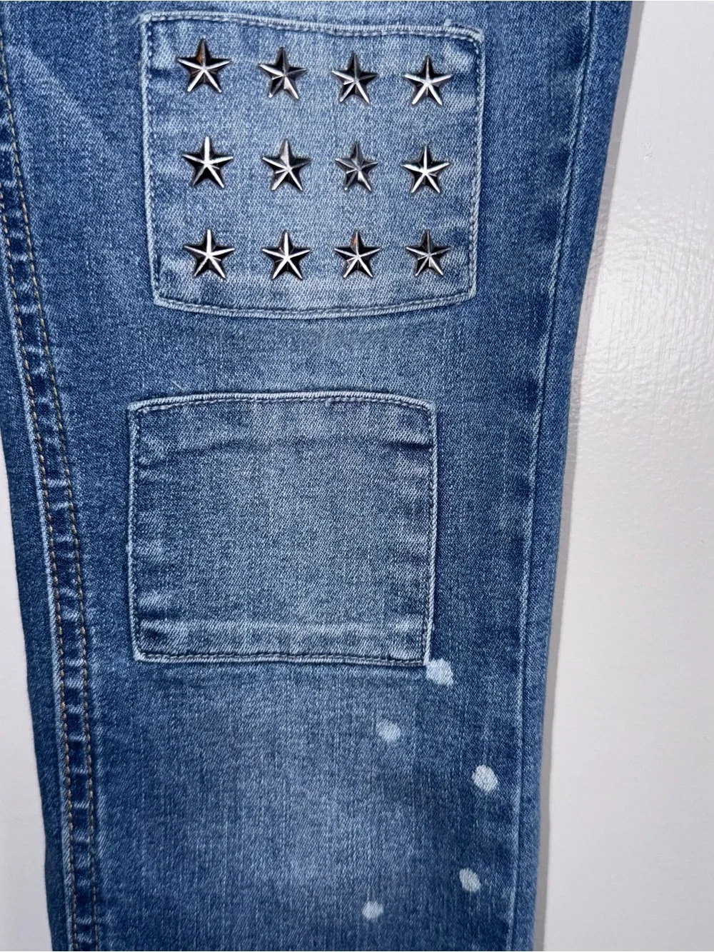 Justice Girls’ Size 12 Super Skinny Jeans – Star Studs & Patch Details